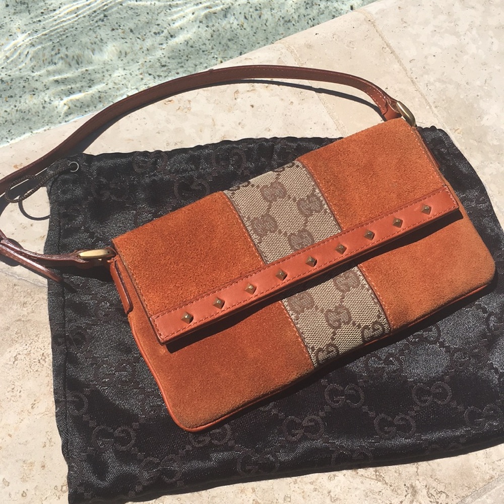 Gucci Suede Clutch Shoulder Couture